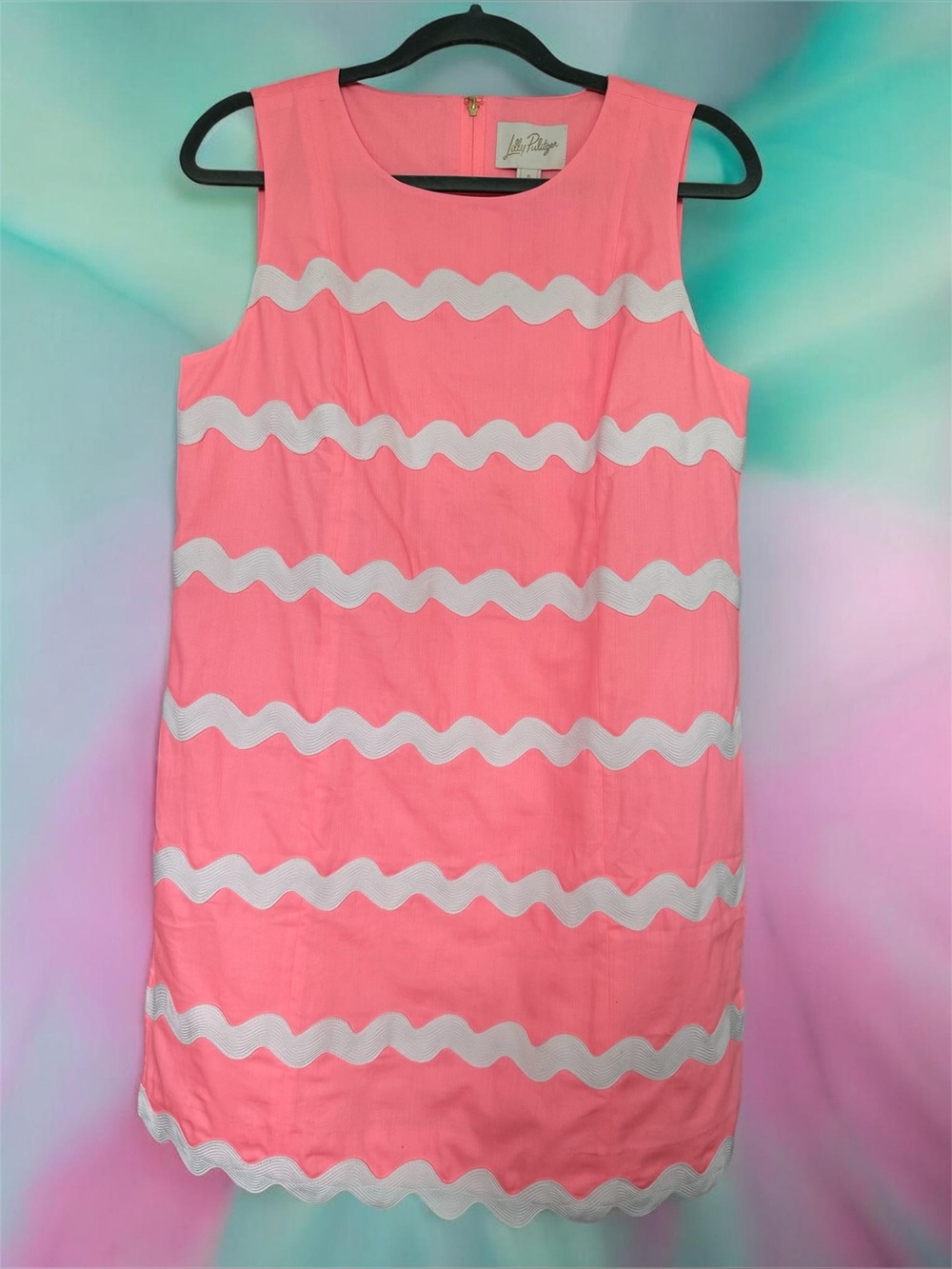 Retail $218 Lilly Pulitzer Women’s Pink Rickrack Stripe Sleeveless Romper